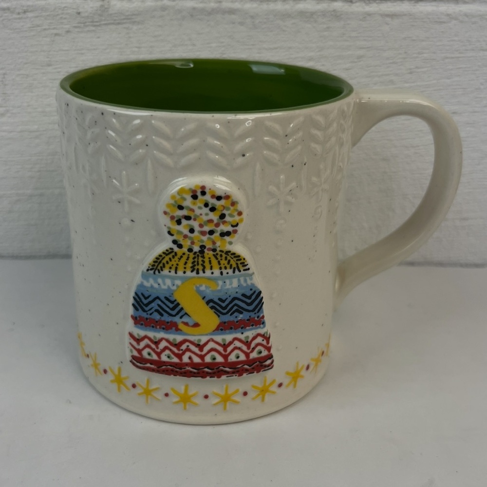 Anthropologie Bundled Up Initial S Winter Beanie Mug